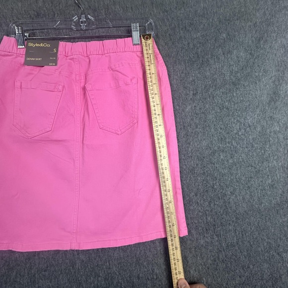 Style & Co Denim Skirt Womens Small Pink Pull On Stretch Pockets Short Casual - Picture 6 of 11